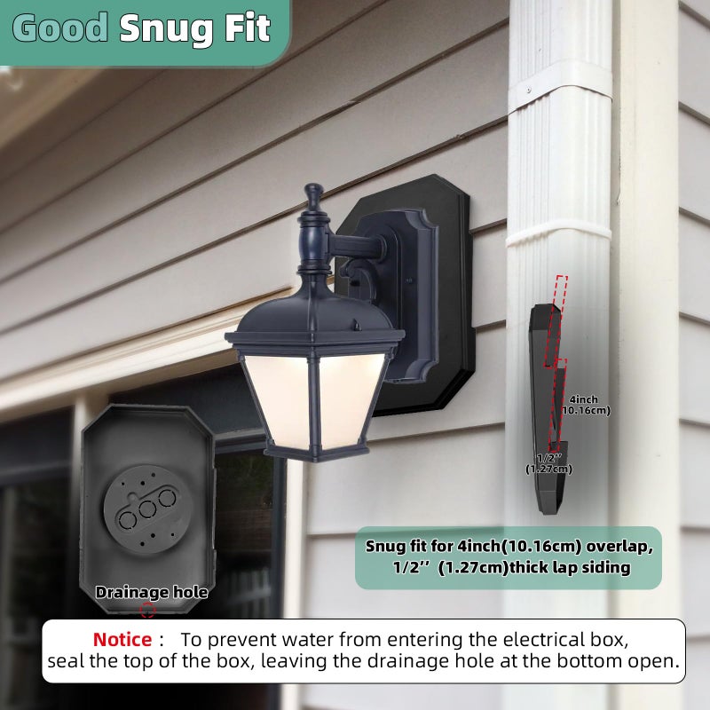 MINSN PTY Siding Mounting Block  Great Appearance 8141DBL Built-in Electrical Box Outdoor Light Mounting Block  Siding Mounting Plate for 1/2 inch Lap Double and 4 inch Siding  Black 2 Packs - Image 2